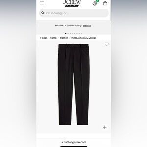 J Crew Factory Pleated Trouser Black size 2